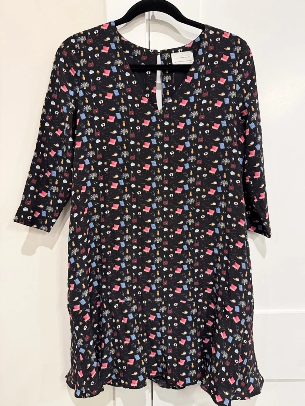 Sezane x Le Bon Marche Rive Gauche Silk Aimee Printed Shift Dress Size 36 US S